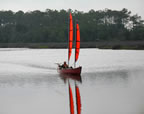 BSD Batwing Expedition schooner sail rig on canoe