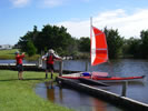 BSD reefed batwing expedition sail rig on sea kayak at Cedar Island