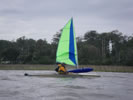 BSD reefed batwing expedition sail rig on sea kayak at Cedar Island